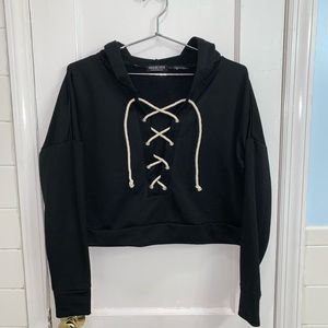Black cropped hoodie